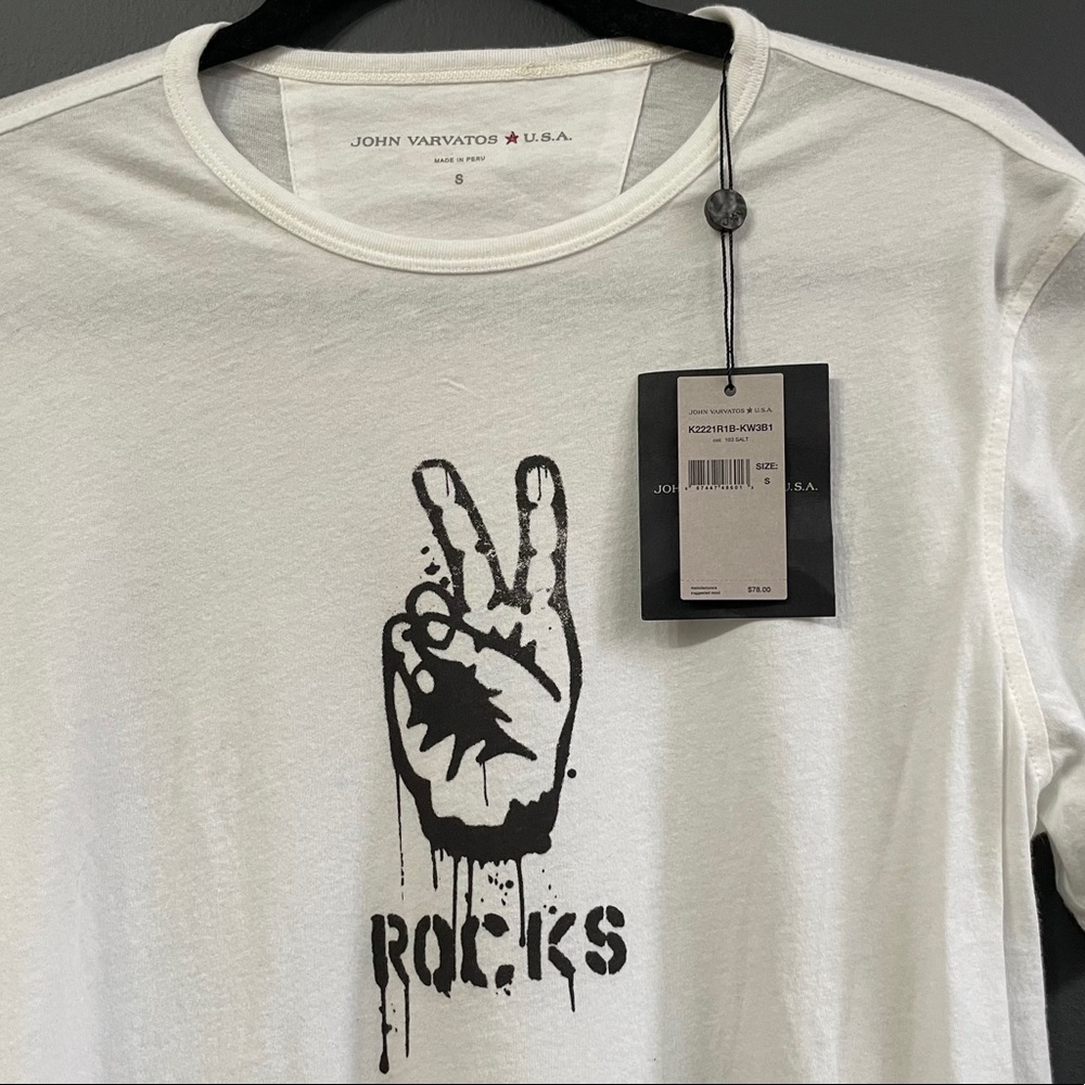 John Varvatos Men's S Peace Rocks Graphic Crewneck